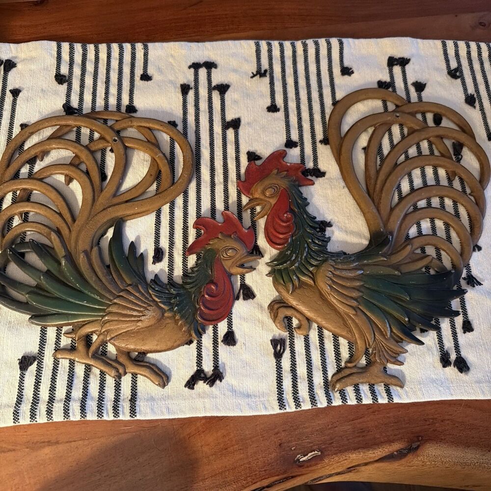 Roosters Vintage Metal Wall Art Wall Hung Farmhouse Chickens Décor by Midwest